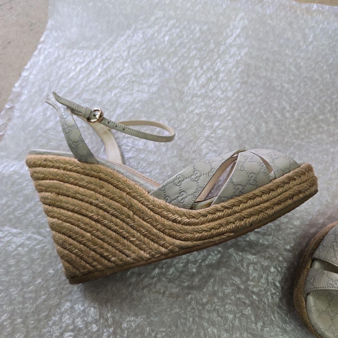 Gucci Cross Strap Mules Sandals Heels Beige Size 36.5 US About6.5 For Women thumbnail 19