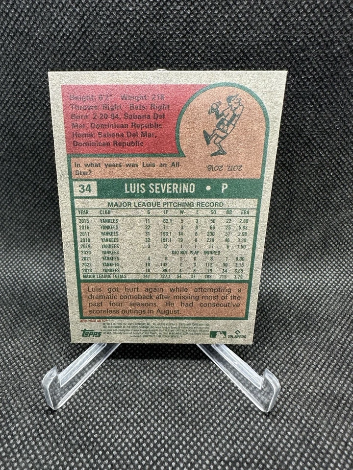 2024 Topps Heritage Mini Luis Severino SP #34 - Image 2 of 2