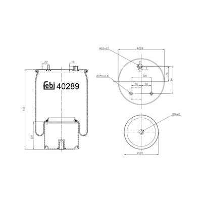 FEBI BILSTEIN Federbalg Luftfederung 40289 Hinten Links, Hinten Rechts 137, 228