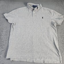 Polo Ralph Lauren Polo Shirt Mens XL Gray Custom Slim Fit Pony Short Sleeve