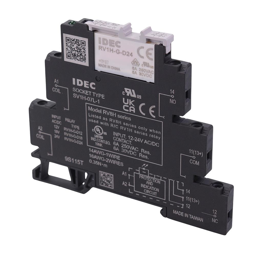 RV8H-L-AD24 DIN Mount 24V 8mm Slim Interface Relay Screw Terminals SPDT IDEC