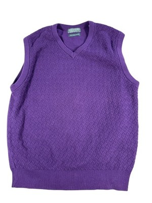 Lyle & Scott Purple V-Neck Sleeveless Sweater Vest Mens M Scotland Combed Cotton