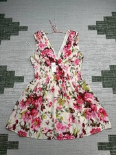 Abercrombie & Fitch Dress Womens Xl Beige Pink Floral Blouson New