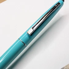 c1990s Turquoise Clic Bic Chrome Trim Ballpoint Pen Retro Blue Dried G17