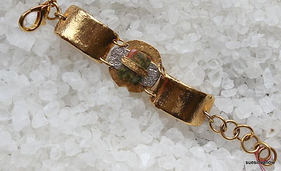 Designer Armband Unakit roter Jaspis grün Epidot 24k Silber J Jansen Unikat 