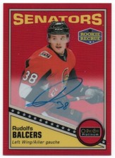 2019-20 O-Pee-Chee Platinum Update Retro Rainbow Red R-86 Rudolfs Balcers Auto