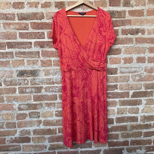Lands End Womens L 14-16 Dress Paisley 