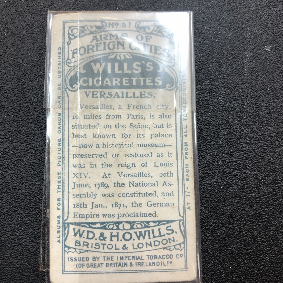 1912 WILLS cigarettes Foreign Cities VERSAILLES Coat Of Arms #37
