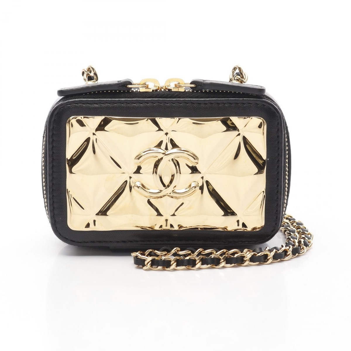 CHANEL Matelasse Vanity Mini Card Case Shoulder Bag AP3002 Lamb