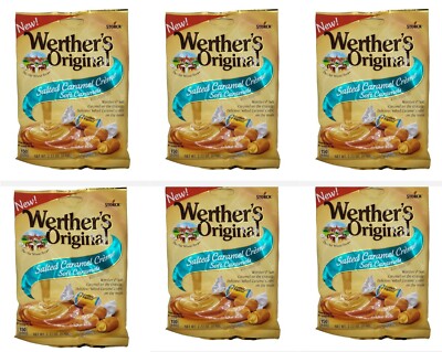 6 X Bags STORCK Werther's Original SALTED CARAMEL CREME Soft Caramels 2.22 oz ea