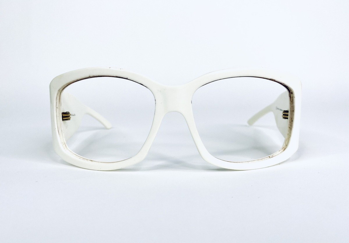 Christian Dior Cream White Oversized Rectangular Wrap Glasses