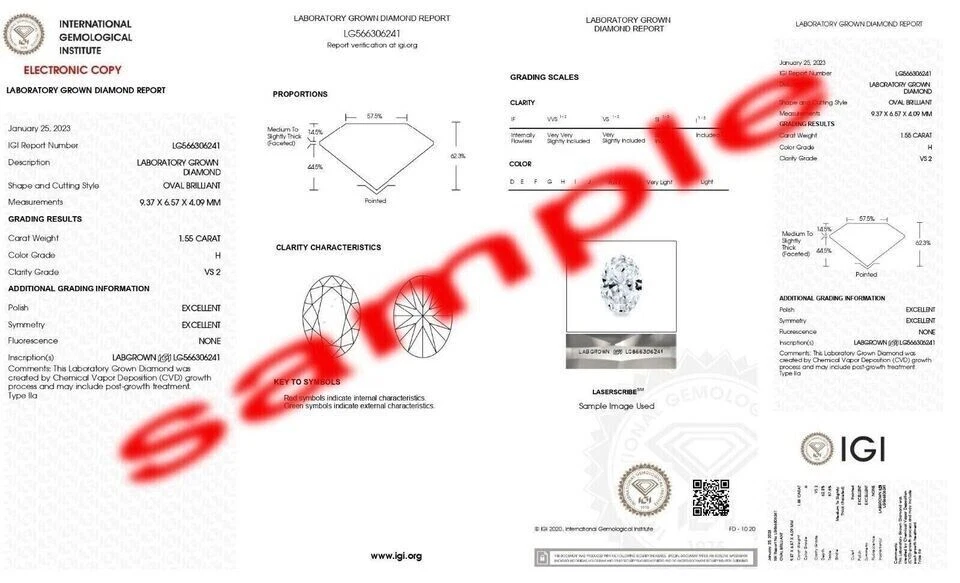 Anillo de diamantes certificado de boda ovalado de 2,15 quilates IGI GIA cultivado en laboratorio oro amarillo de 18 quilates Foto 4 de 4