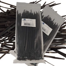 200 PCS BLACK Pack 7" inch Network Cable Cord Wire Tie Strap 50 Lb Zip Nylon USA