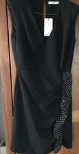 New MANGO Black VESTIDO MIRROR  Bodycon Sleeveless Mini Dress Size UK 10 USA 6 M