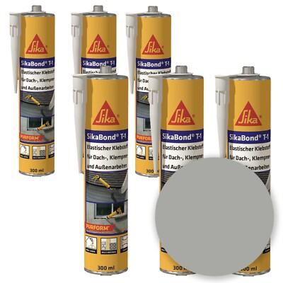 Elastischer Klebstoff Sika SikaBond T-1 Purform 6 Kartuschen Betongrau