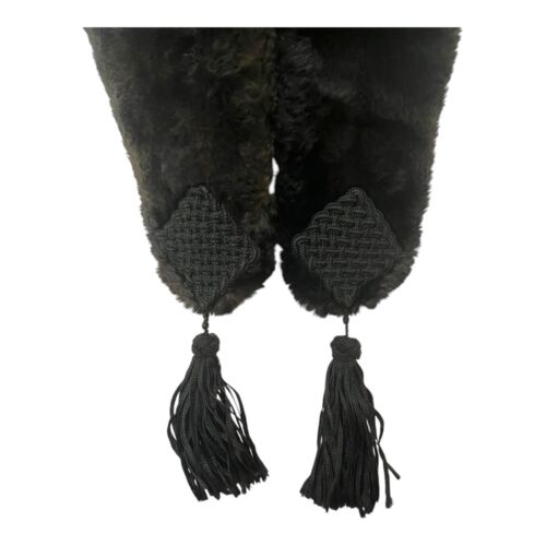 Antique Early 1920s Flapper Art Deco Shorn Beaver Fur Stole w/ Tassels Fits S/XS - Picture 3 of 5