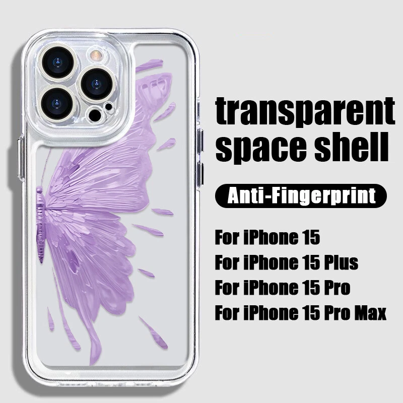 Case For iPhone 16 15 14 13 12 Pro Max Mini XR Clear Soft Girl's Butterfly Cover - Image 4 of 4