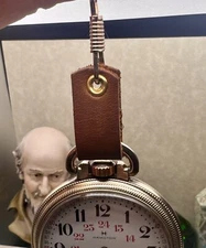 •NEW• Genuine Leather POCKET WATCH BOW / FOB STRAP; 1/ 2” Wide; BROWN-Handcrated