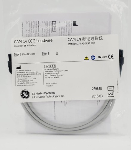 GE 2001925-006 LEVA 14 ECG cable de plomo universal 36" Rev U - Imagen 2 de 3