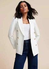Freemans Double Breasted Button-up Blazer In Ivory Uk 14 (fm41-6)