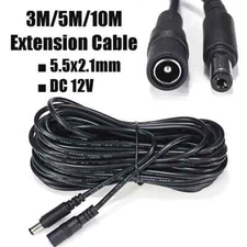 3/5/10m DC 12V Power Extension Cable Cord 5.5x2.1mm Plug Wire for CCTV Camera