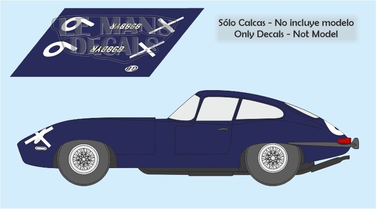 Décalcomanies Jaguar Type E Le Mans 1962 - Pour Modèles 1:18, 1:24, 1:32, 1:43