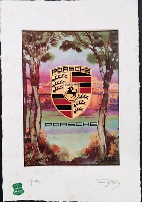 Porsche, Artist Proof Print, 22 in x 15 in. Hand Signed Fairchild Paris