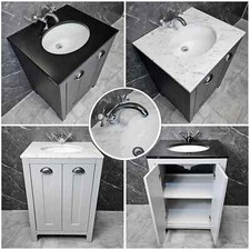 Soulbury 600mm Traditional Vanity Unit - Dark or Light Grey With Marble Top