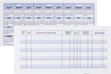 Larger Lines Checkbook Register, 12 Pack, Personal or Business Use, 23 page each