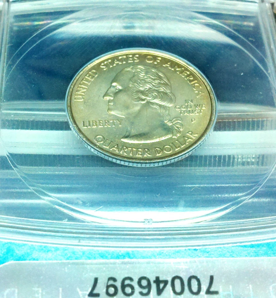 BEAUTIFUL GOLDEN DUAL RAINBOWS CLASH DIES ANACS MS64 2005-P KANSAS STATE QUARTER - Image 2 of 2