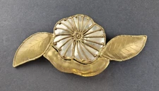 Sculptured Metal Flower Belt Buckle Great as Large Scarf Clip See Photos 7.5"