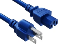 Cable Leader 8ft Heavy Duty Power Cord NEMA 5-15P to IEC320 C15 14AWG BLUE
