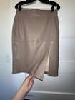 Mango Pencil Skirt Women’s 8 Taupe Faux Leather Slit Front EUR 40 — photo 1