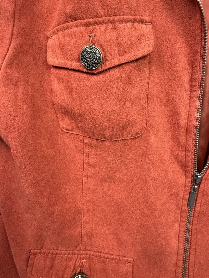 Jaqueta feminina Studio Works 16W laranja salmão microfibra com zíper sem bolsos RN69016 - Imagem 4 de 4