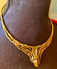 PAL KEPENYES  collier ras de cou torque BRUTALISME vintage créateur agate laiton