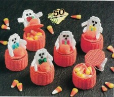 GHOSTLY SURPRISES HALLOWEEN TREAT HOLDERS PLASTIC CANVAS PATTERN INSTRUCTIONS