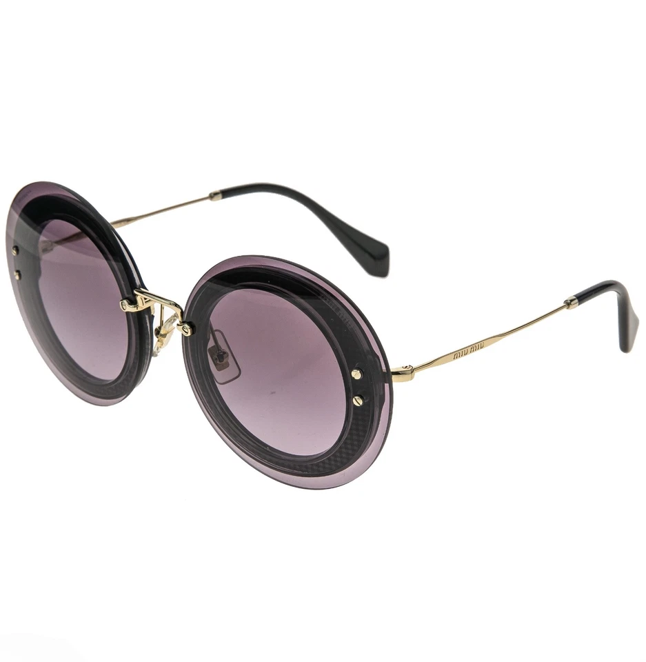Gafas de sol MIU MIU REVELAR 10R púrpura tela violeta doradas redondas de gran tamaño MU10RS Foto 4 de 4