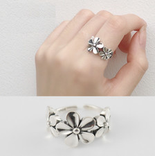 925 Sterling Silver HAWAIIAN PLUMERIA Flower Adjustable Open Band Ring Gift Sz 7