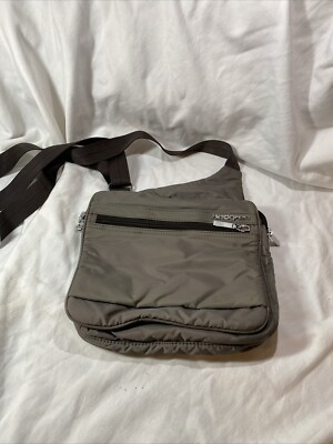 Hedgren Nylon Shoulder Bag Gray Crossbody Adjustable Pockets Organizer 10x9x4