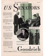 1931 B.F. Goodrich Silvertown Safety League US Senator Single Page Print Ad