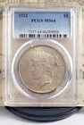 1922-P Silver Peace Dollar - PCGS MS64 - Toning - Nice! 9926