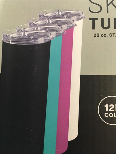 earth 4 Pack Skinny Tumblers 20 oz. Stainless Steel Sweat Free 4 Straws 4 Colors - Afbeelding 8 van 11