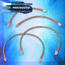 For 04-10 5-Series E60 Front Rear S/S Braided Hose Oil Brake Lines Cable Silver