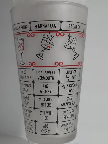 VTG 1960s~FEDERAL COCKTAIL SHAKER Mixer~FROSTED Glass ~Mid-Century Drink RECIPES