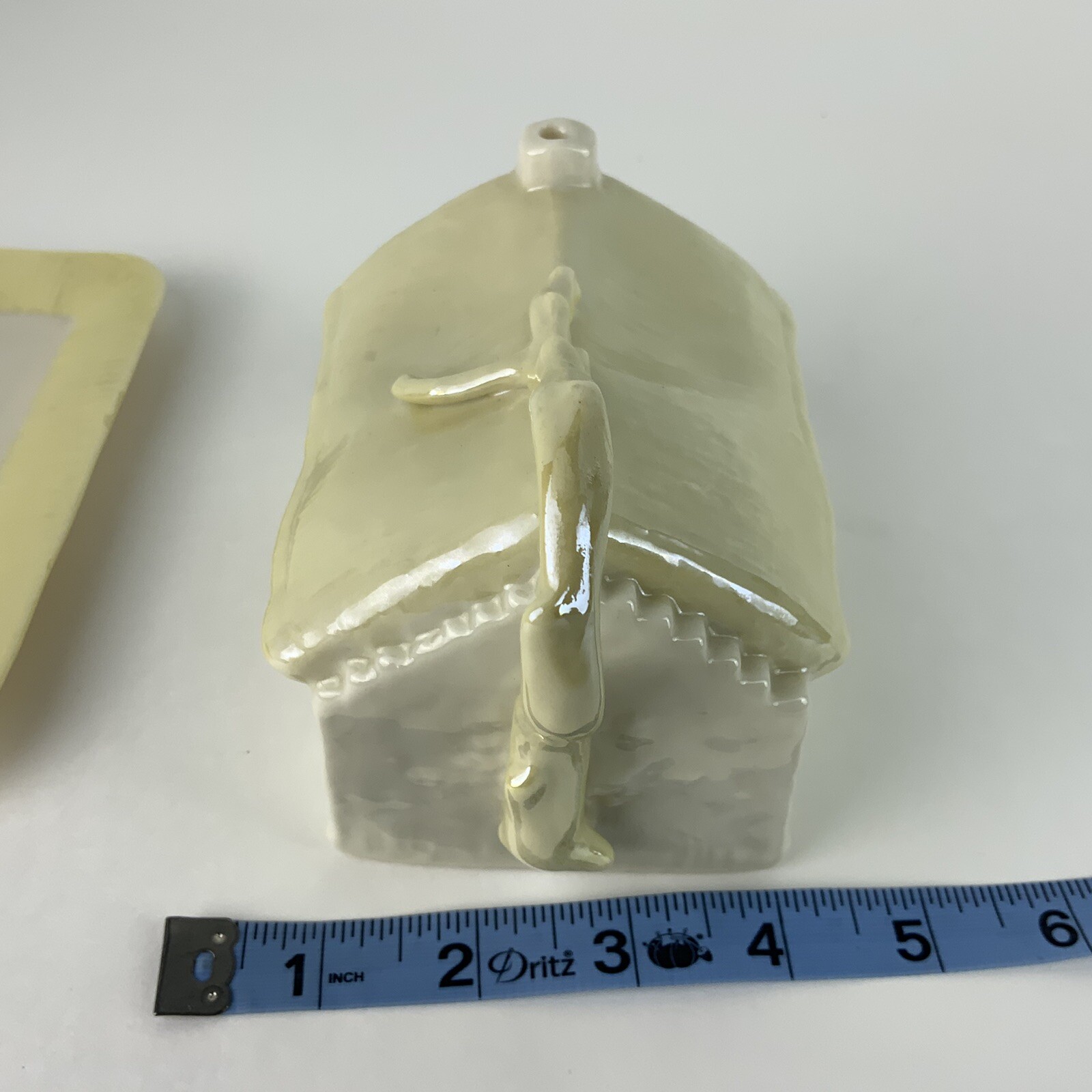 Belleek Irish Cottage House Covered Porcelain Vintage Butter Dish Brown