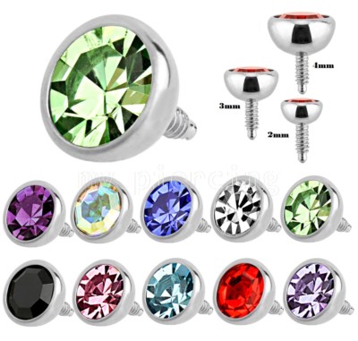 16G Surgical Steel Internal Threaded Press Fit CZ Gem Replacement Labret Top
