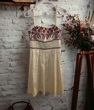 Ann Taylor LOFT Womens A Line Dress Size 4 Sleeveless Summer floral embroidery