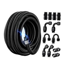Conductive PTFE Fuel Line Kit,Antistatic E85 Nylon Braided PTFE Fuel Hose 6AN