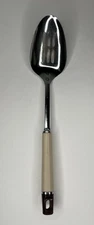 Vintage Slotted Spoon Utensil Cream / Brown Handle Kitchen Cooking Tool Japan