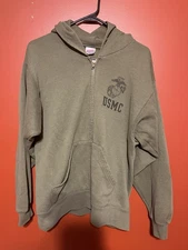 Vintage Soffe USMC Marine Corps Hoodie Jacket M Military Logo Zip Sweatshirt